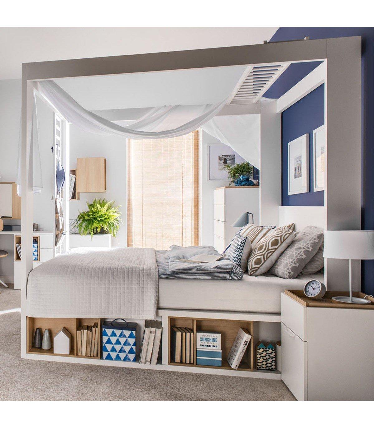 Calicosy Nachttisch mit 2en Schubladen und Holzplatte - 4you  