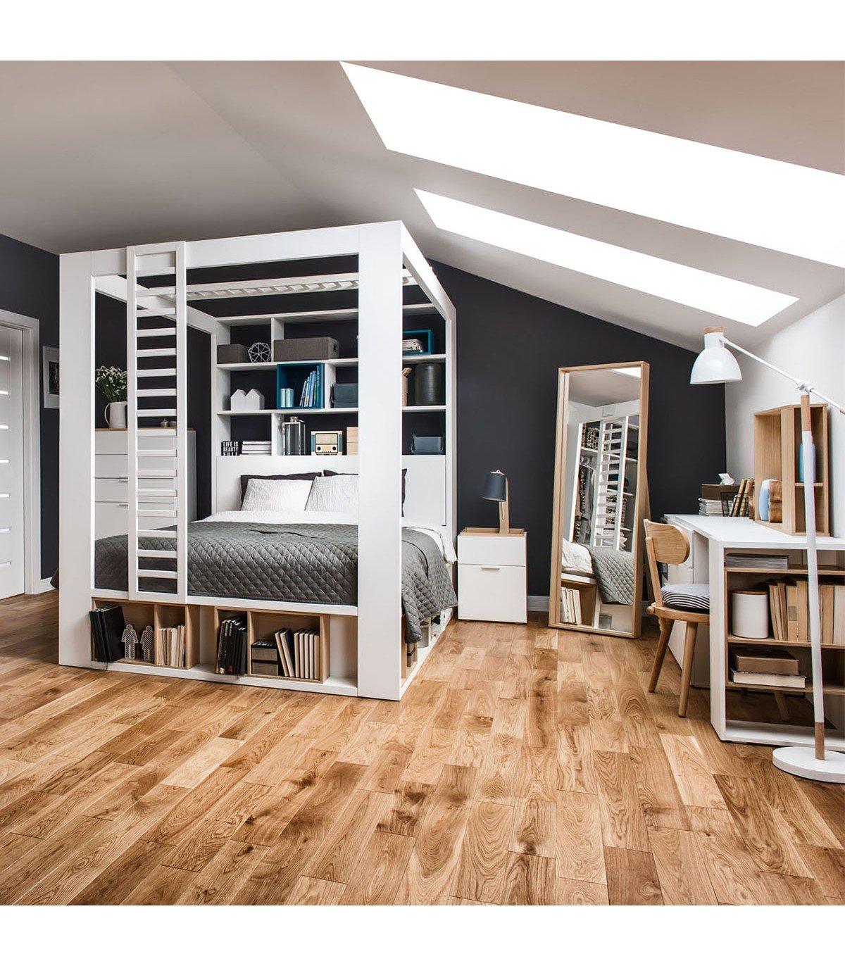 Calicosy Nachttisch mit 2en Schubladen und Holzplatte - 4you  