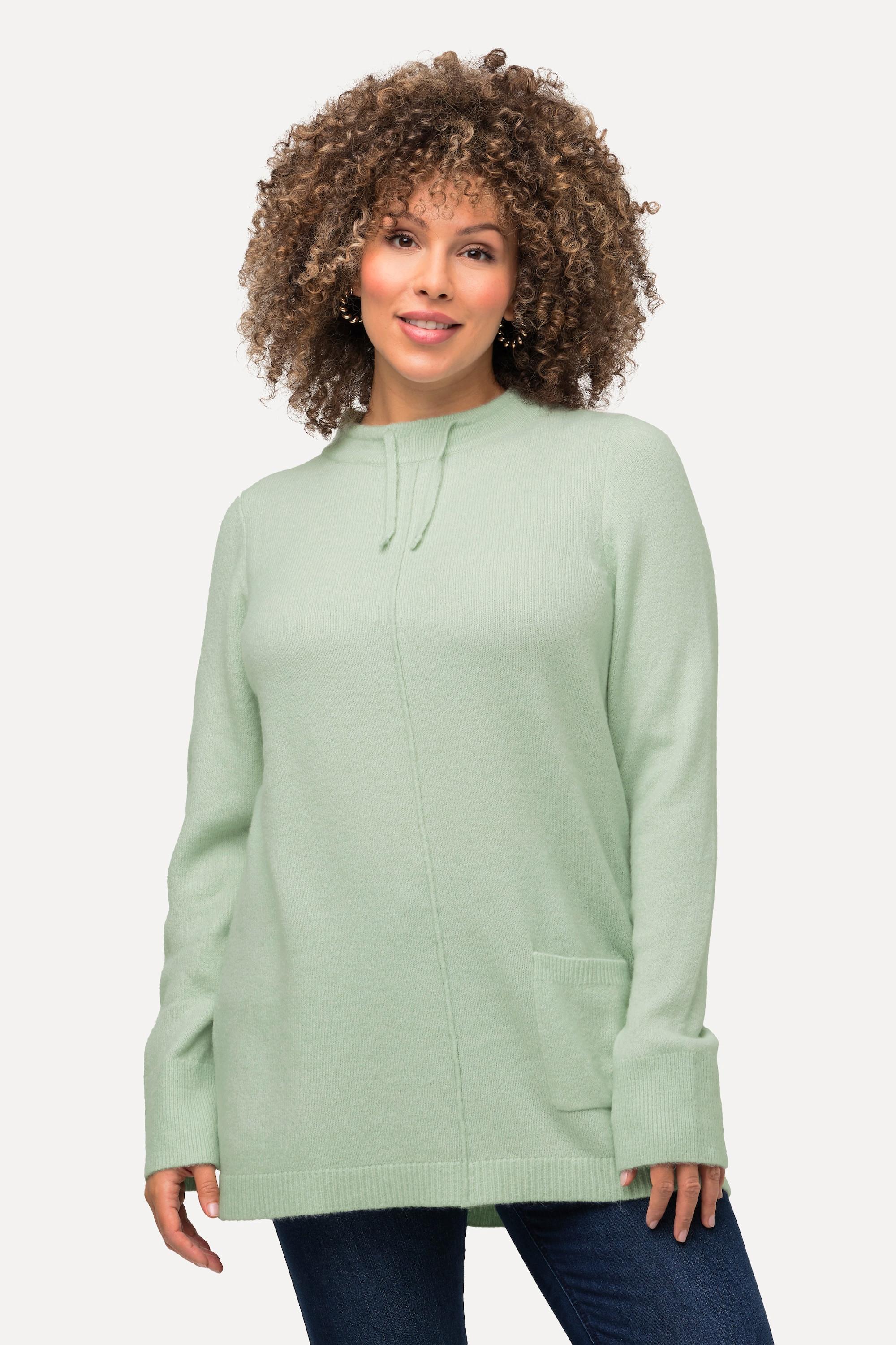 Ulla Popken  Pullover, Stehkragen, Kordel, Tasche, Langarm 