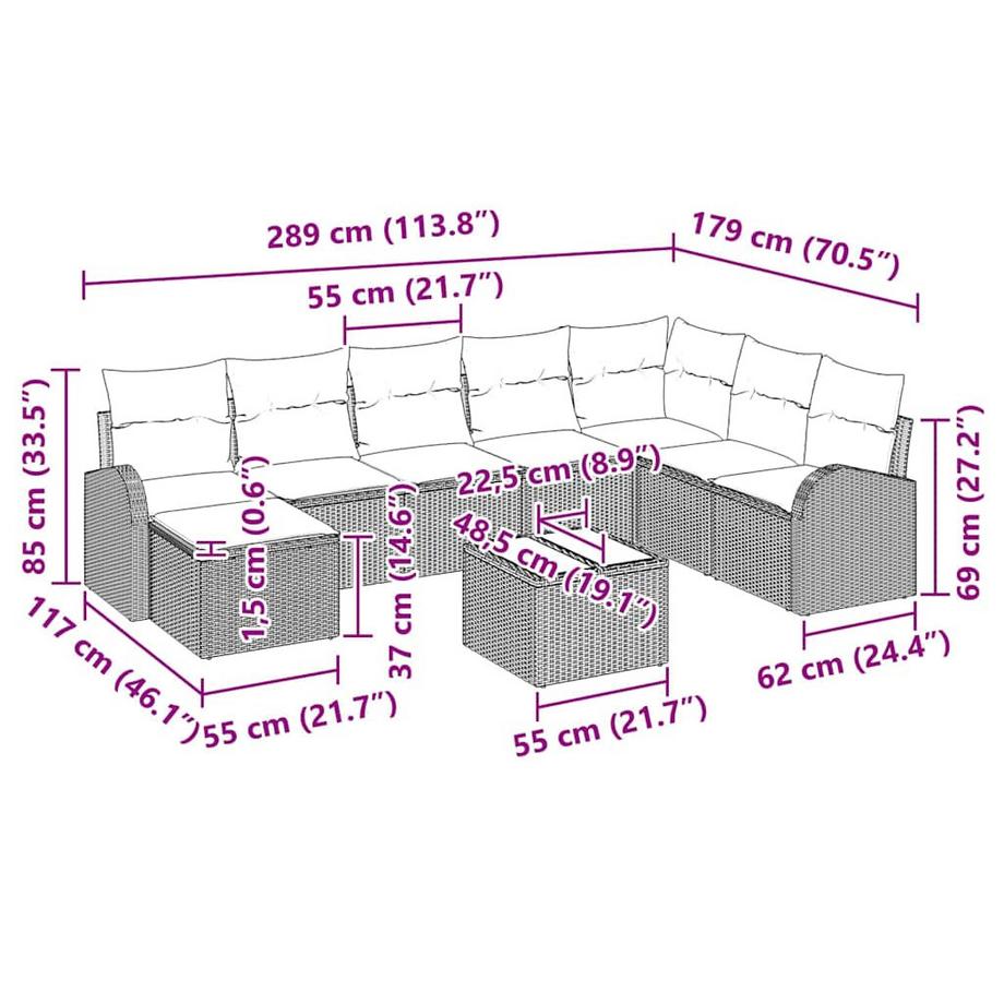 VidaXL Ensemble de canapés poly rattan  