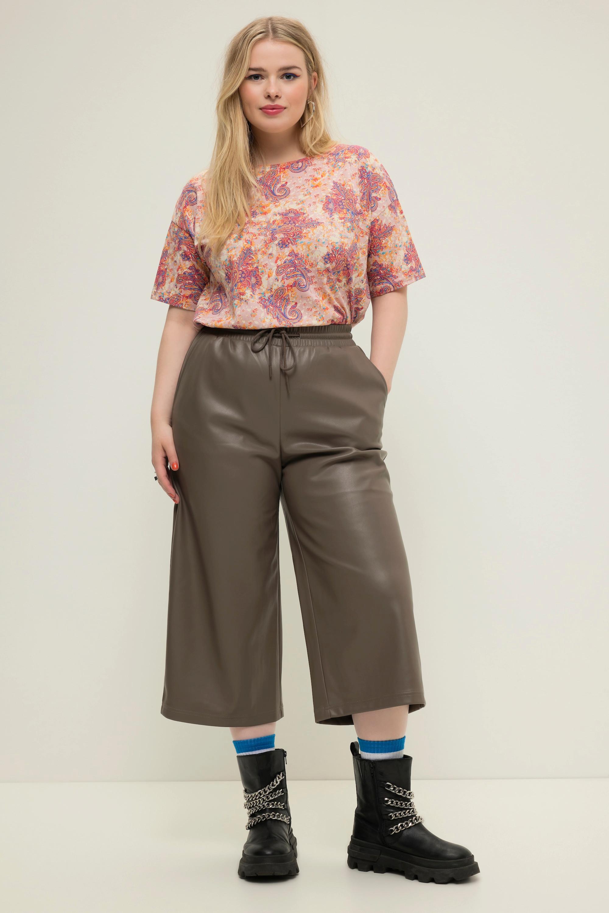 Studio Untold  Culottes in similpelle con taglio della gamba ampio e cintura elastica 