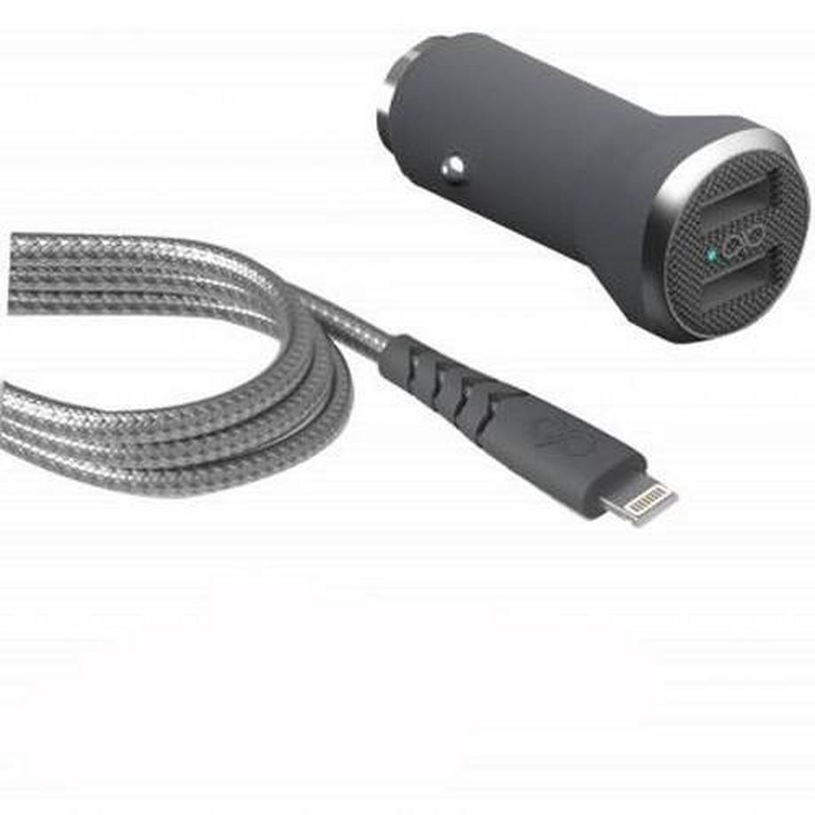 Force Power  4.8A Autoladegerät (2.4+2.4A) IC Smart + verstärktes USB-A / Micro-USB Kabel 