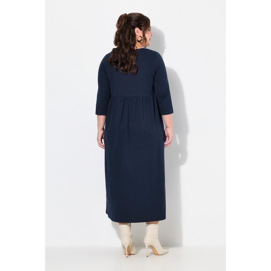 Ulla Popken Jerseykleid Empirenaht V-Ausschnitt 3/4-Arm Taschen  