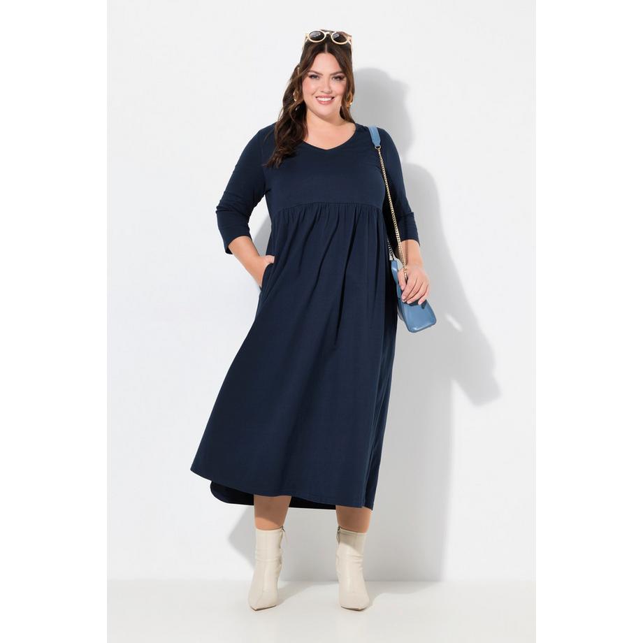 Ulla Popken Jerseykleid Empirenaht V-Ausschnitt 3/4-Arm Taschen  