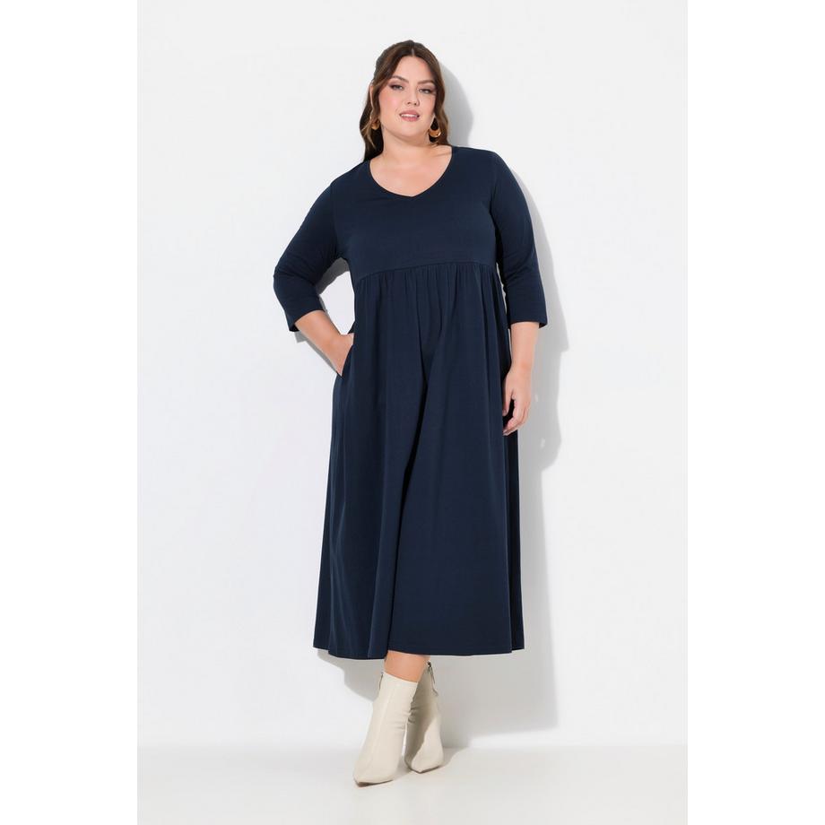 Ulla Popken Jerseykleid Empirenaht V-Ausschnitt 3/4-Arm Taschen  