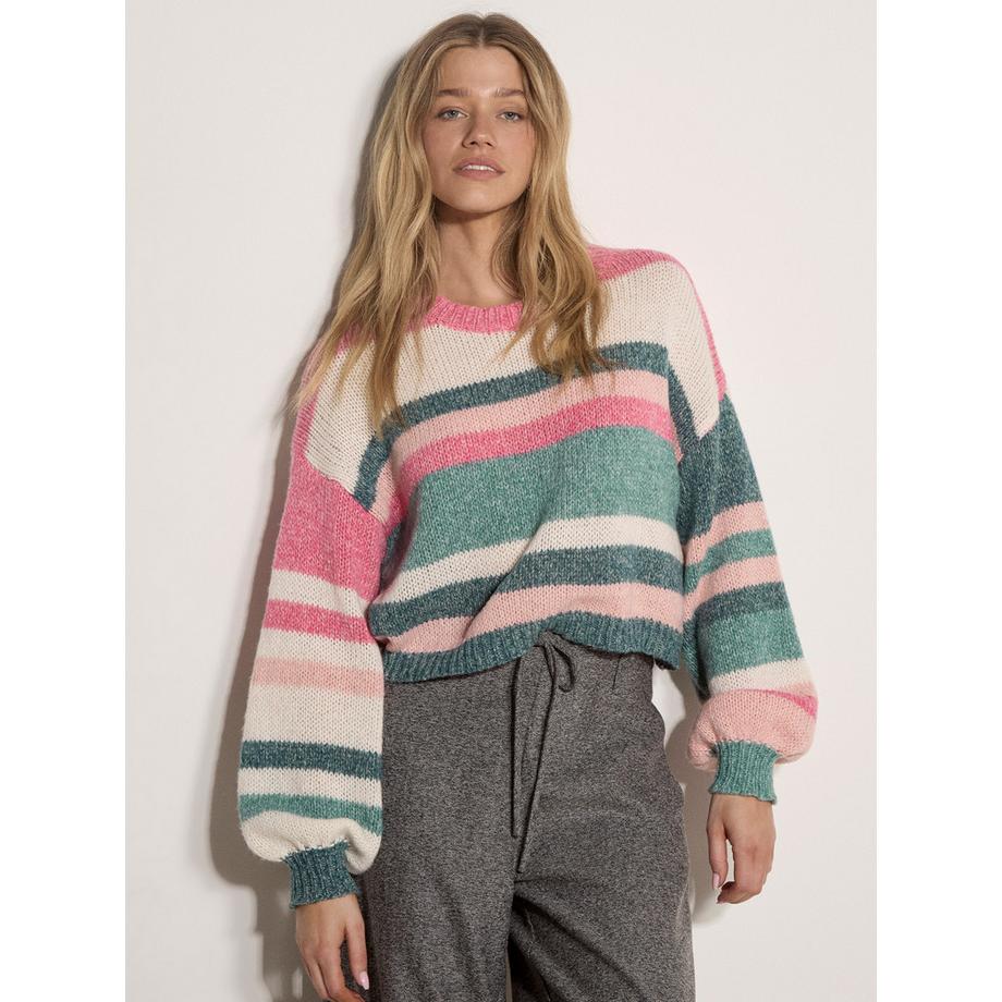 Weicher, gestreifter, kurz geschnittener Pullover