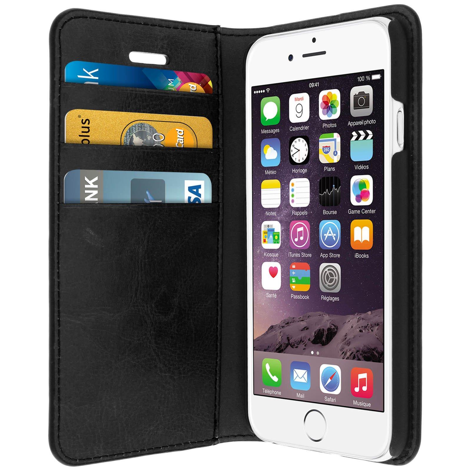 Avizar  Etui simili cuir Noir iPhone 6 et 6s 