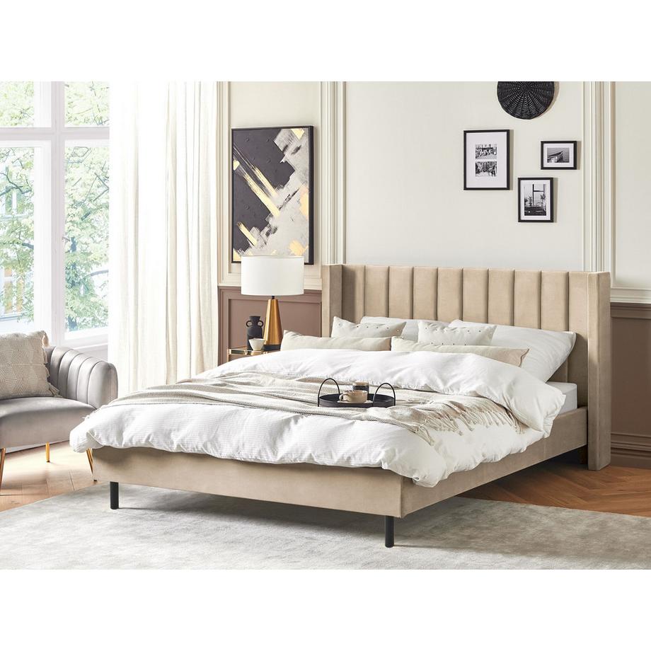 Beliani Bett mit Lattenrost aus Samtstoff Modern VILLETTE  