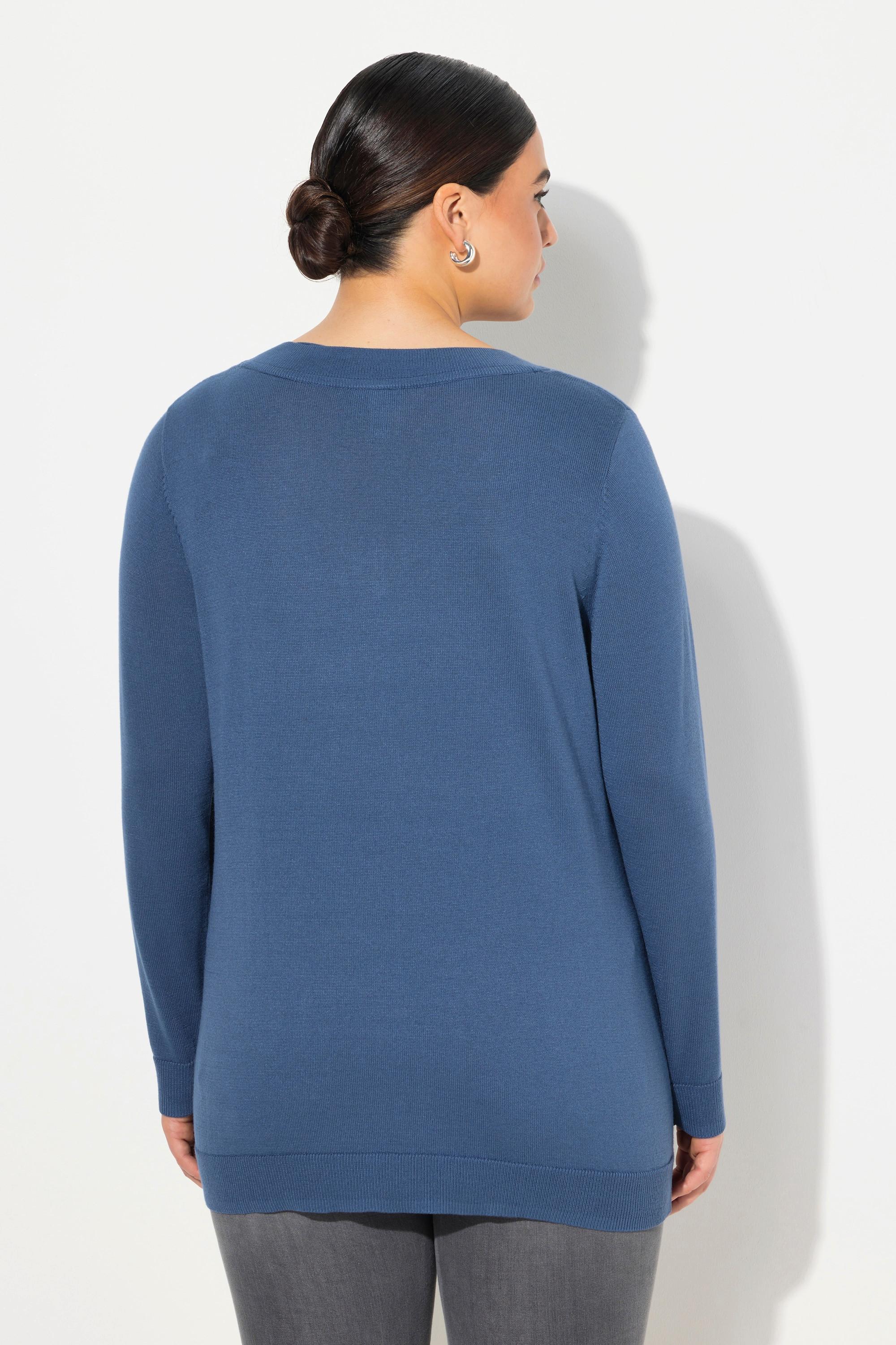 Ulla Popken  Pullover, V-Ausschnitt, Langarm, weicher Feinstrick 