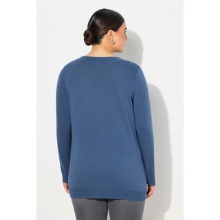 Ulla Popken  Maglione in morbida maglia fine con scollo a V e maniche lunghe 