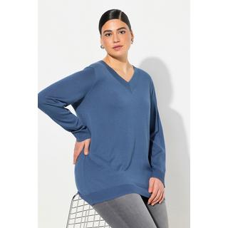 Ulla Popken  Maglione in morbida maglia fine con scollo a V e maniche lunghe 