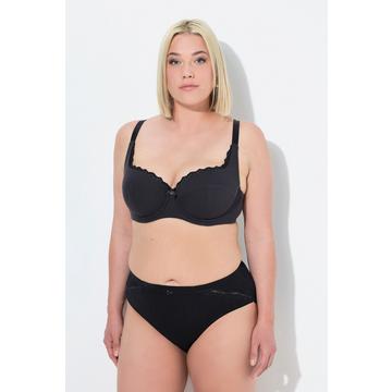 Soutien-gorge balconnet. Coques souples et armatures. Textile ajouré – bonnet B-E