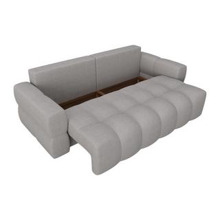 Vente-unique Canapé 3 places convertible en tissu bouclette gris clair ISSORO  