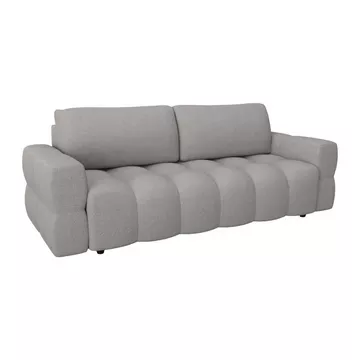 Canapé 3 places convertible en tissu bouclette gris clair ISSORO