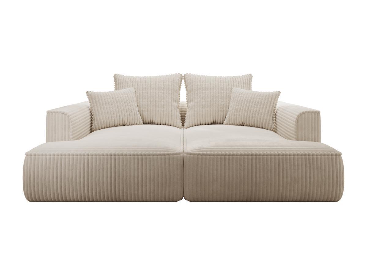 Vente-unique Sofa 3-Sitzer - tiefe Komfortsitzfläche - grob gerippter Cord - Beige - PINETA  