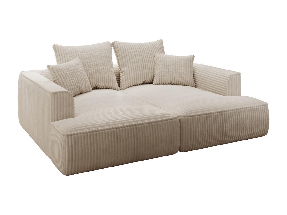 Vente-unique Sofa 3-Sitzer - tiefe Komfortsitzfläche - grob gerippter Cord - Beige - PINETA  