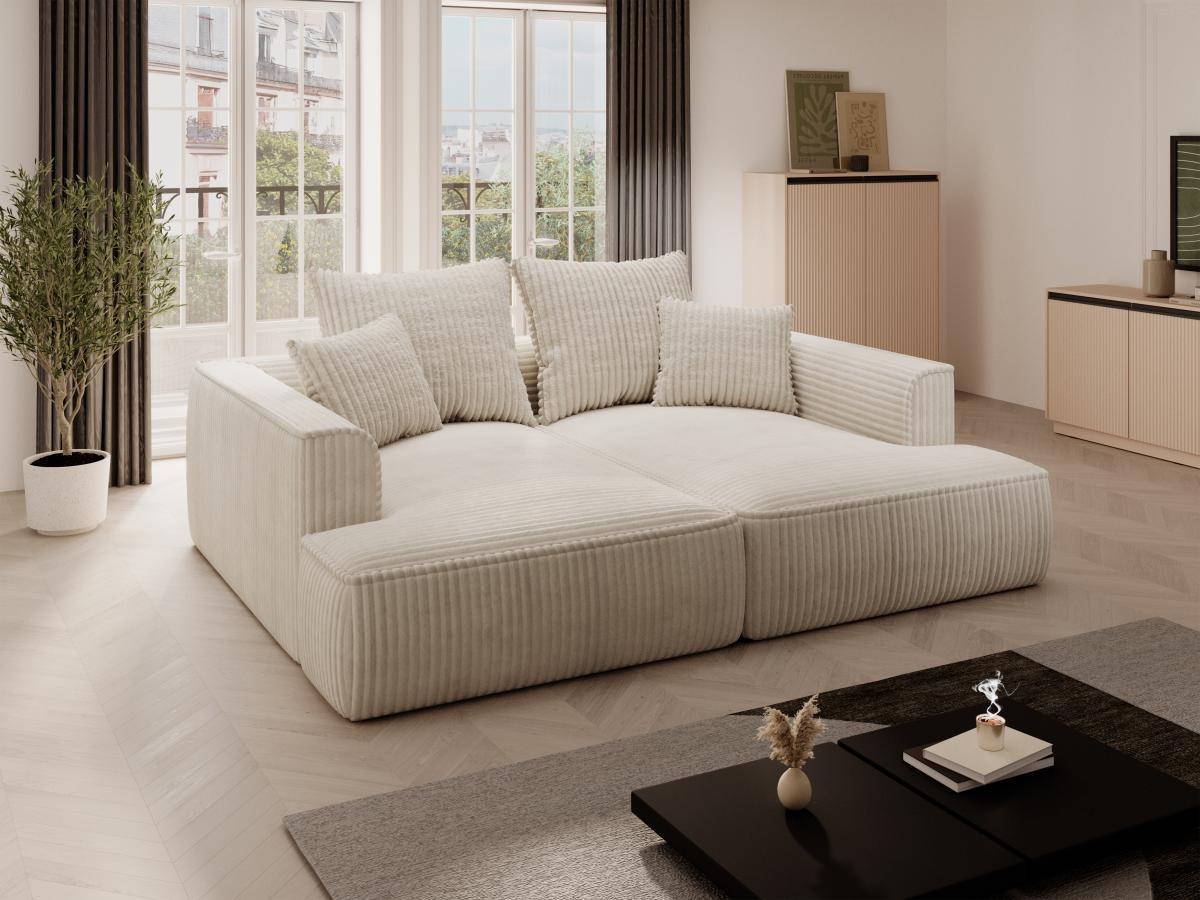Vente-unique Sofa 3-Sitzer - tiefe Komfortsitzfläche - grob gerippter Cord - Beige - PINETA  
