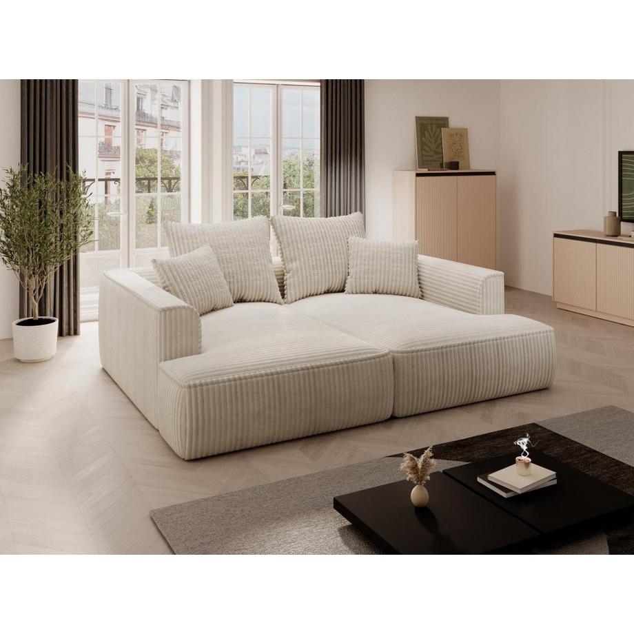 Vente-unique Divano 3 posti seduta comoda e profonda in Velluto a coste grosse Beige  - PINETA  