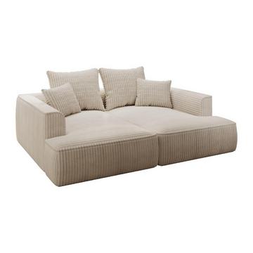 Sofa 3-Sitzer - tiefe Komfortsitzfläche - grob gerippter Cord - Beige - PINETA