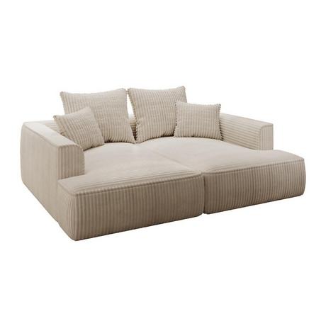Vente-unique Sofa 3-Sitzer - tiefe Komfortsitzfläche - grob gerippter Cord - Beige - PINETA  