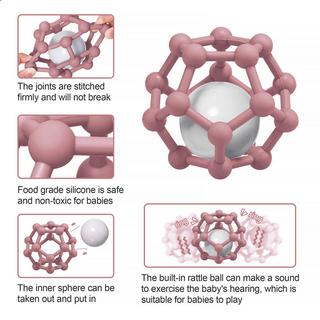 Activity-board  Jouet de dentition hochet pour bébé à saisir et à mâcher, dentition sensorielle en silicone souple 