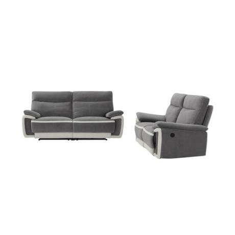 Vente-unique Couchgarnitur mit elektrischer Relaxfunktion 3+2 METTI Samt  