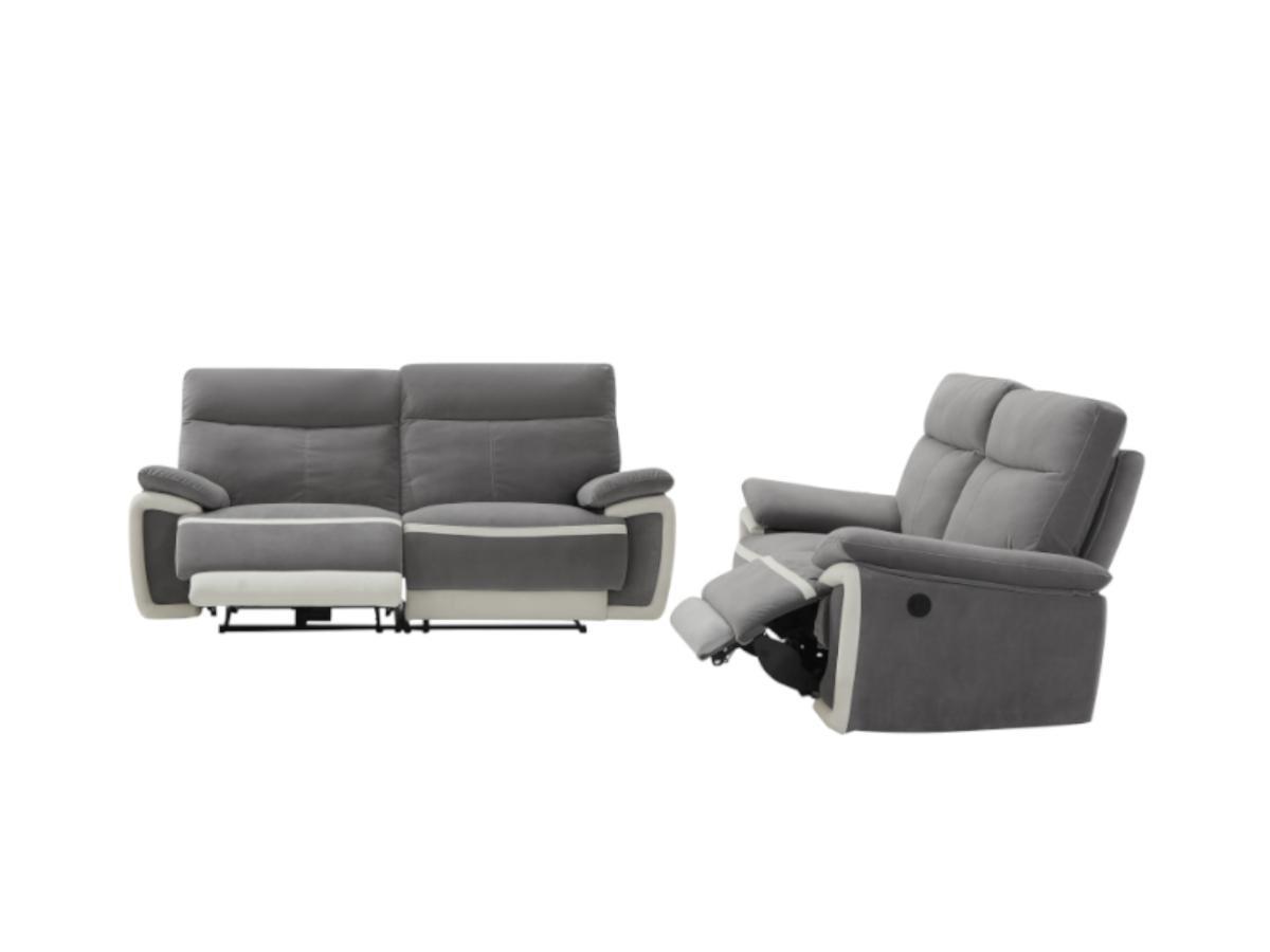 Vente-unique Couchgarnitur mit elektrischer Relaxfunktion 3+2 METTI Samt  