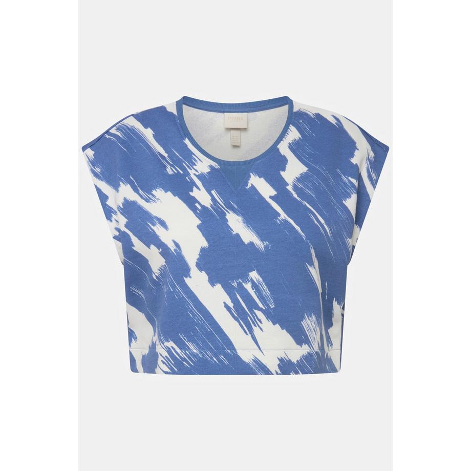 Ulla Popken Haut en molleton jersey côtelé col rond sans manches coton bio  