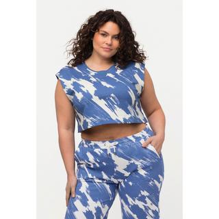 Ulla Popken Top smanicato in jersey a costine scollo rotondo cotone biologico  