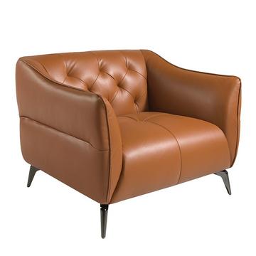 Fauteuil de cuir brun avec capitonné