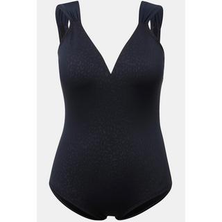 Ulla Popken Costume da bagno jacquard leopardato coppe morbide scollo profondo sulla schiena  