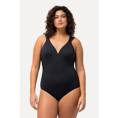 Ulla Popken Costume da bagno jacquard leopardato coppe morbide scollo profondo sulla schiena  