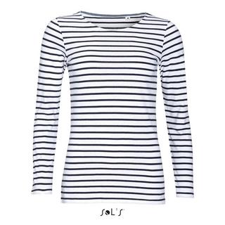 SOLS Marine T-Shirt Rigata Maniche Lunghe  