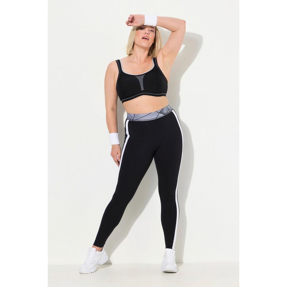 Ulla Popken Leggings Vita Alta Righe Tasche Cintura Elastica  