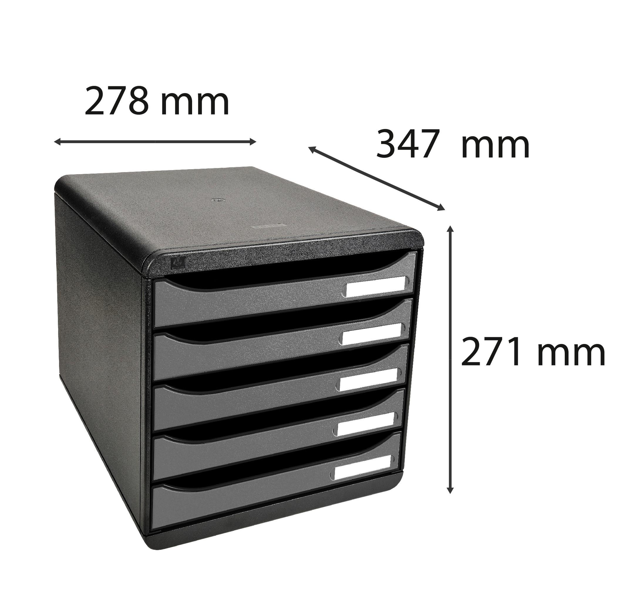 Exacompta Schubladenbox Big Box Plus, 5 offene Schubladen, Metallic  