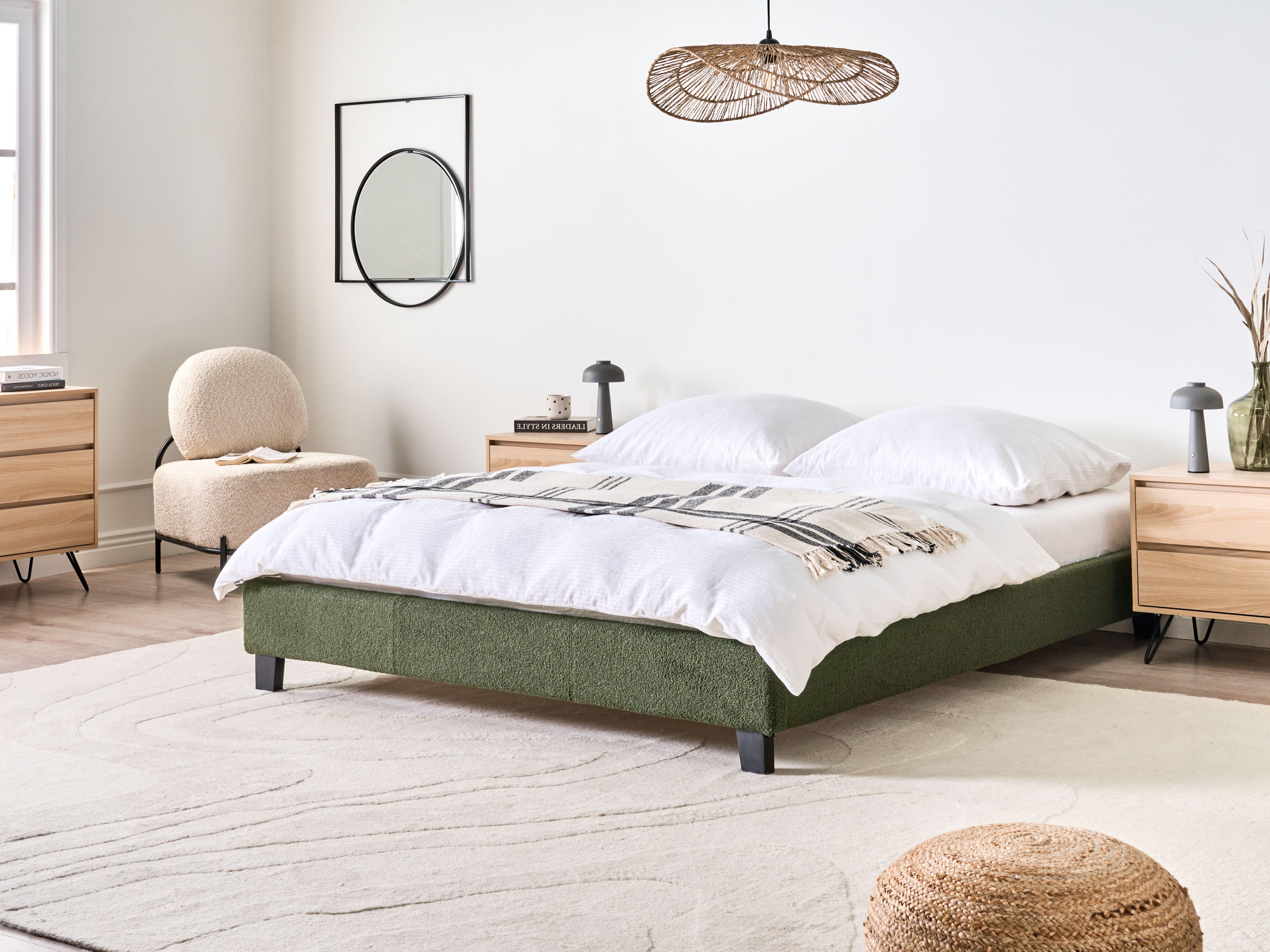 Beliani Bett ohne Kopfteil aus Bouclé Minimalistisch ROANNE  