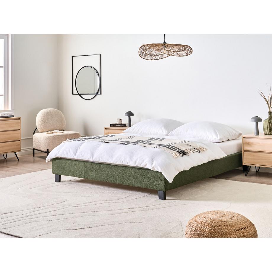 Beliani Bett ohne Kopfteil aus Bouclé Minimalistisch ROANNE  