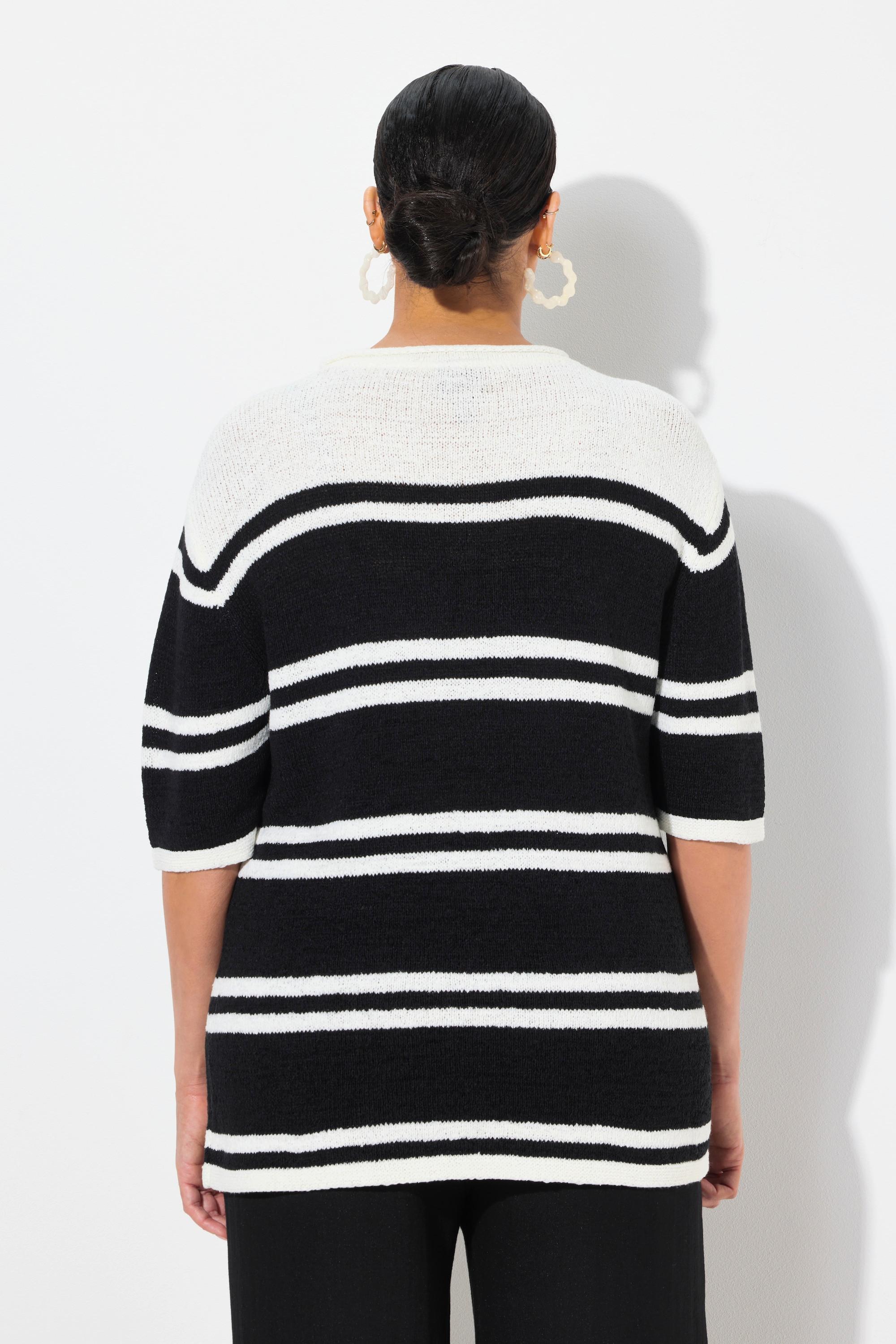 Ulla Popken Maglione Boxy Corto Girocollo Mezze Maniche  