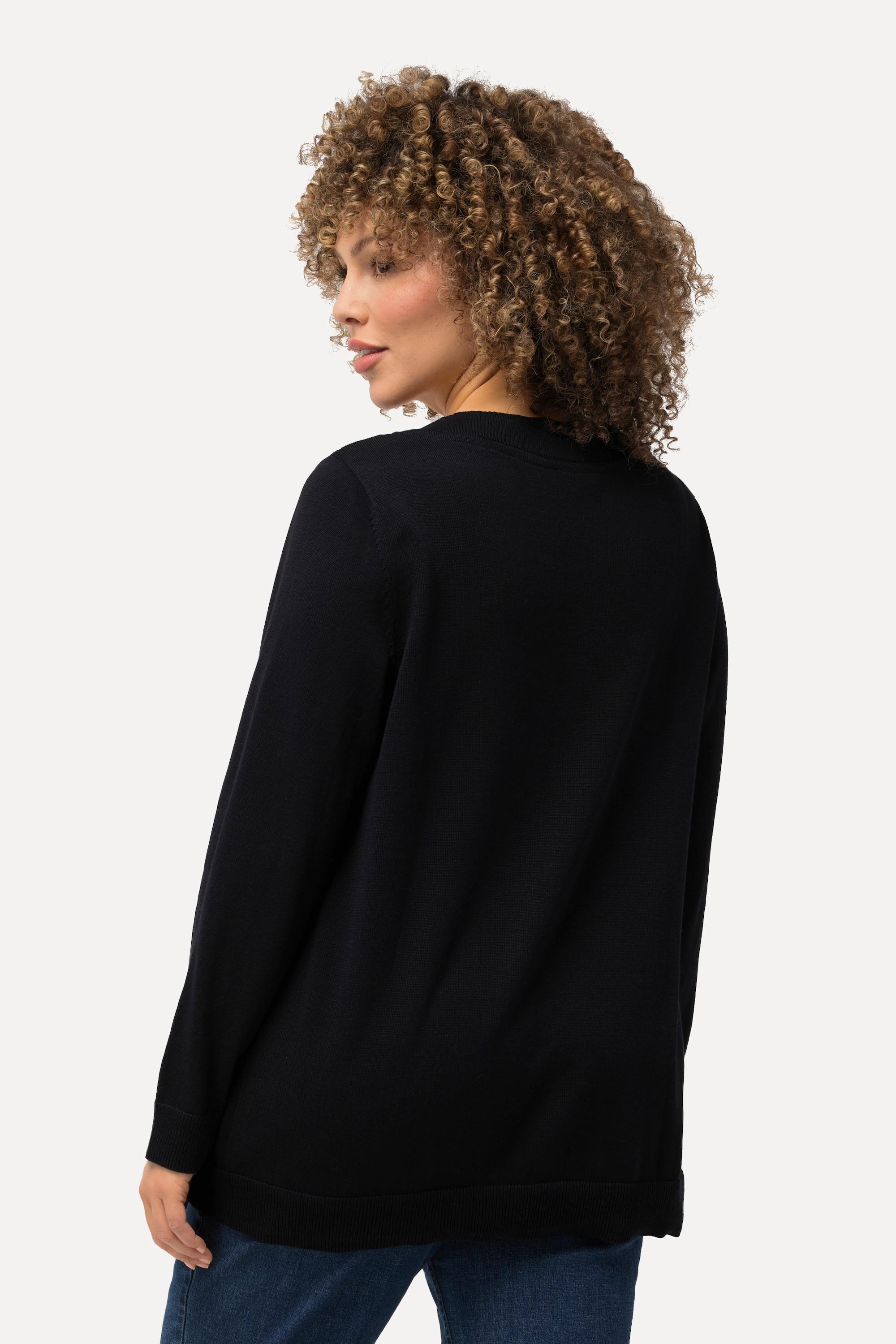 Ulla Popken Pullover V-Ausschnitt Langarm Weicher Feinstrick  