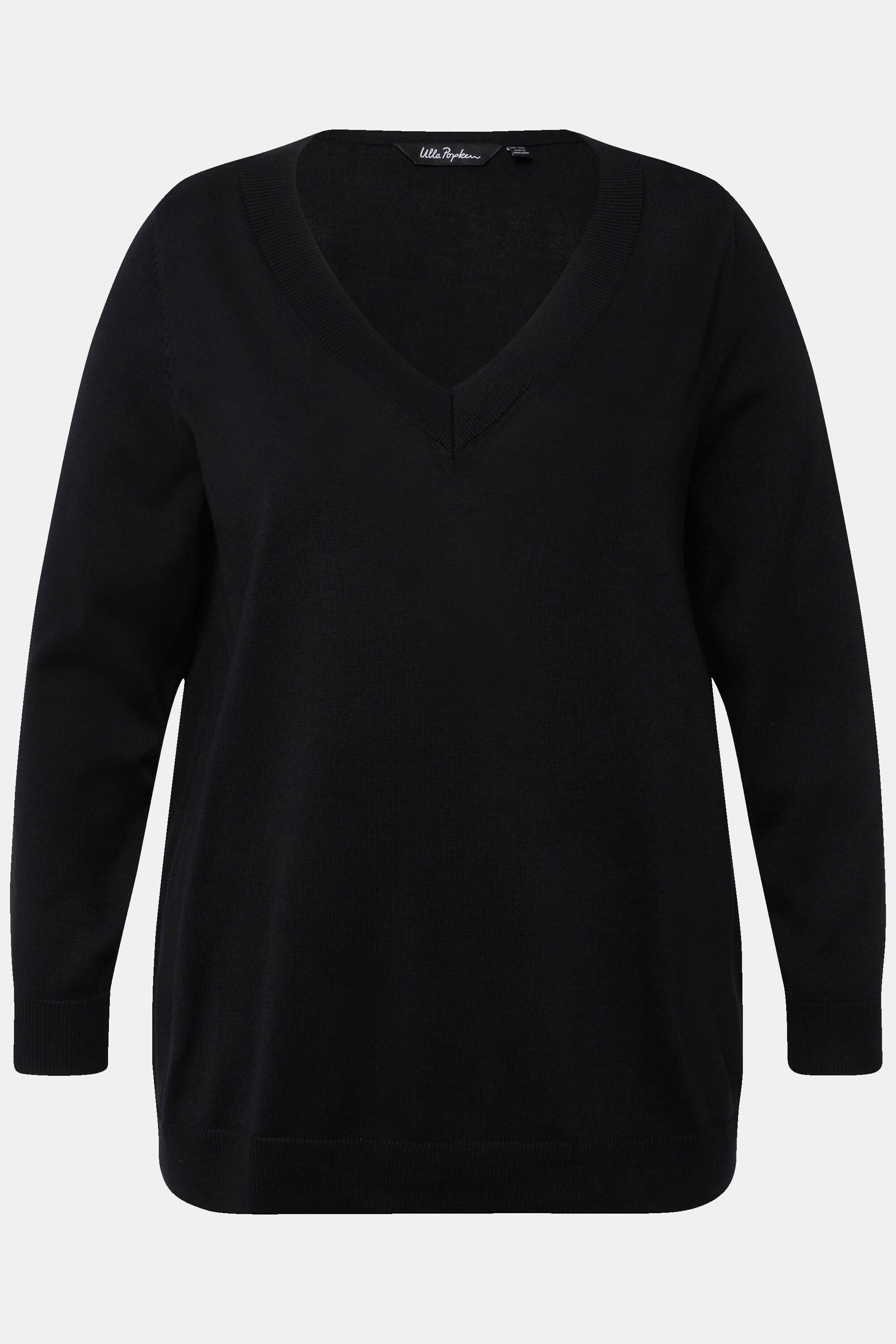 Ulla Popken Pullover V-Ausschnitt Langarm Weicher Feinstrick  