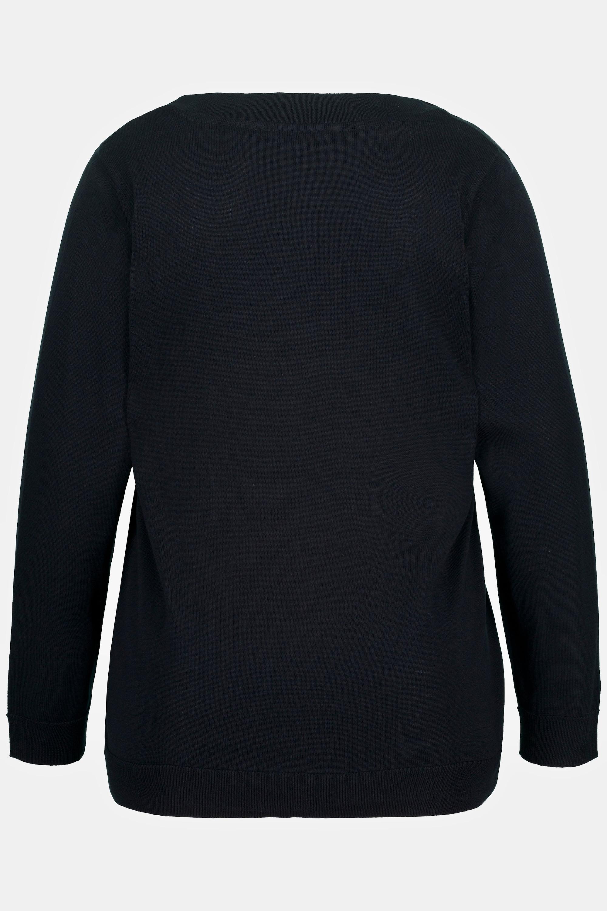 Ulla Popken Pullover V-Ausschnitt Langarm Weicher Feinstrick  