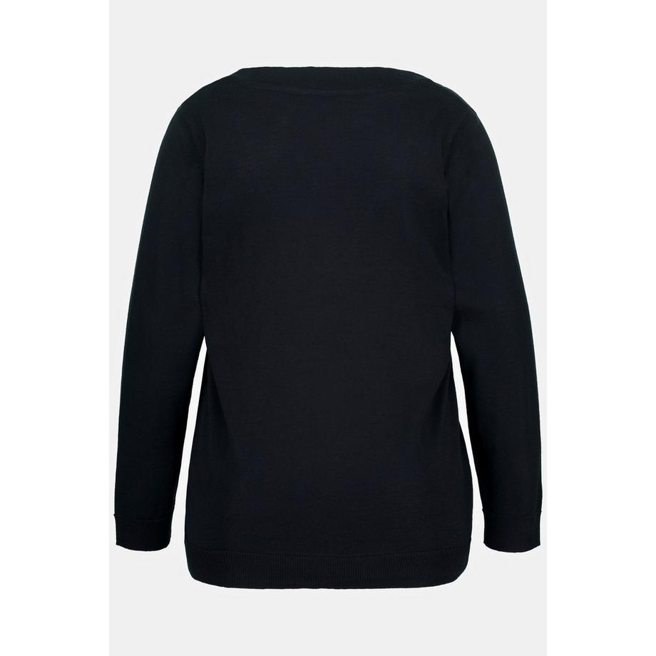 Ulla Popken Maglione Scollo V Maniche Lunghe Maglia Fine Morbida  