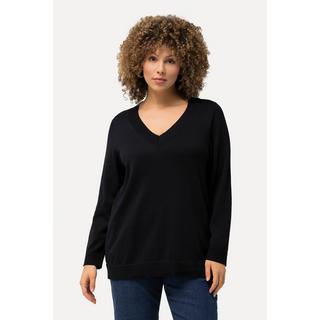 Ulla Popken Pullover V-Ausschnitt Langarm Weicher Feinstrick  