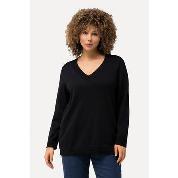 Pull col en V et manches longues, maille fine et confortable