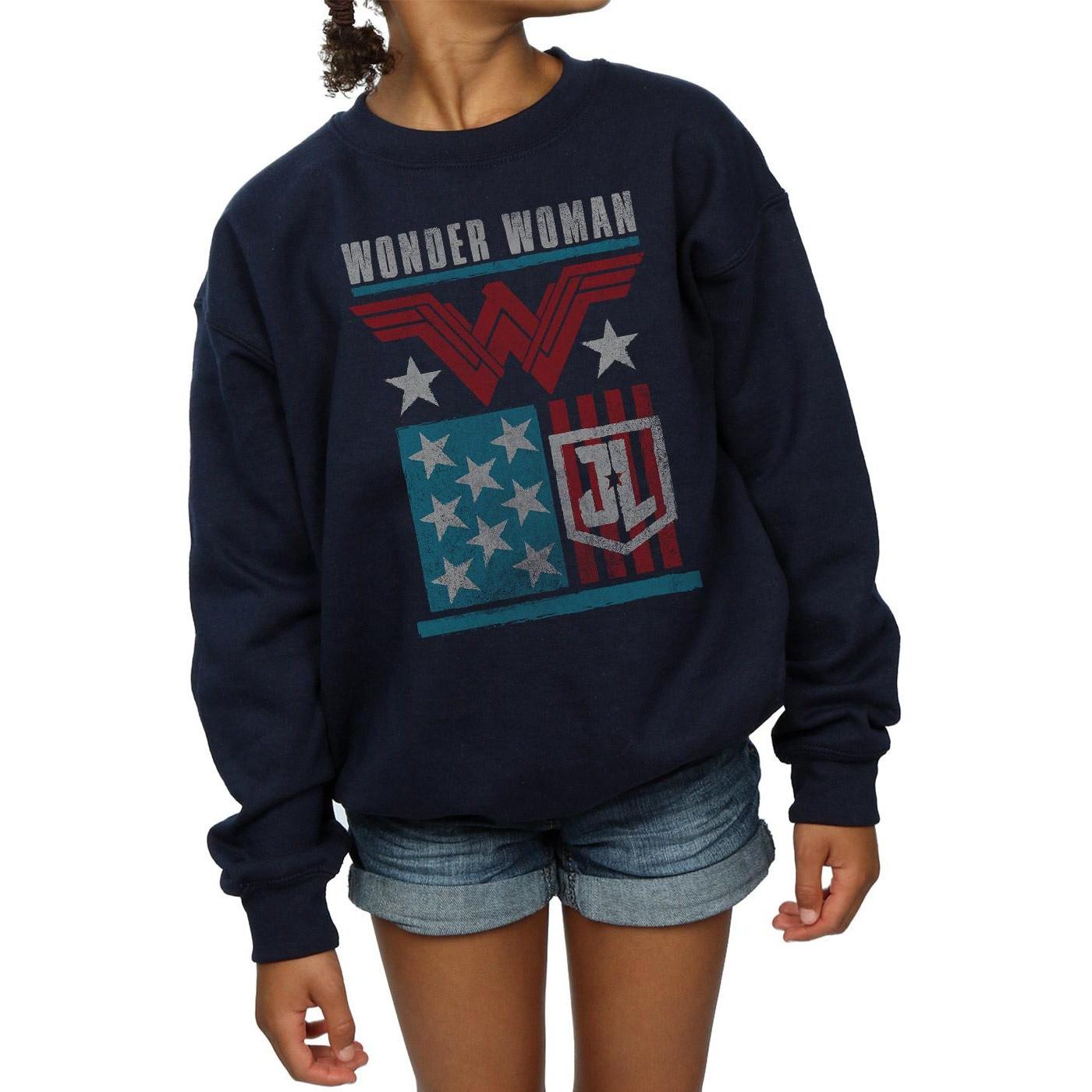 DC COMICS  Justice League Movie Wonder Woman Flag Sweatshirt 