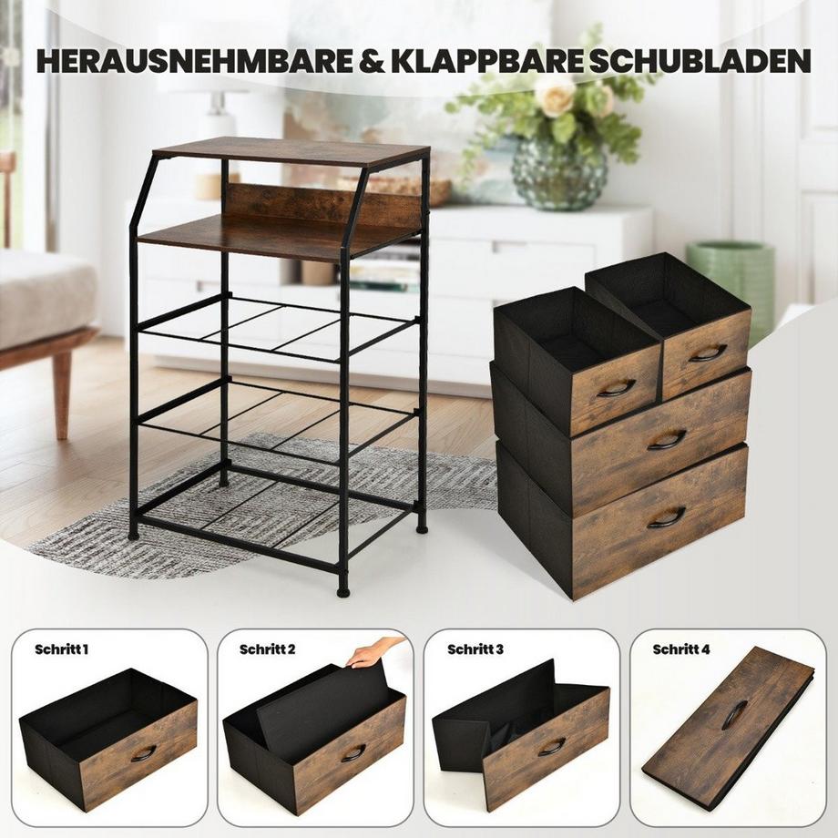 Northix Kommode mit 4 Stoffschubladen  