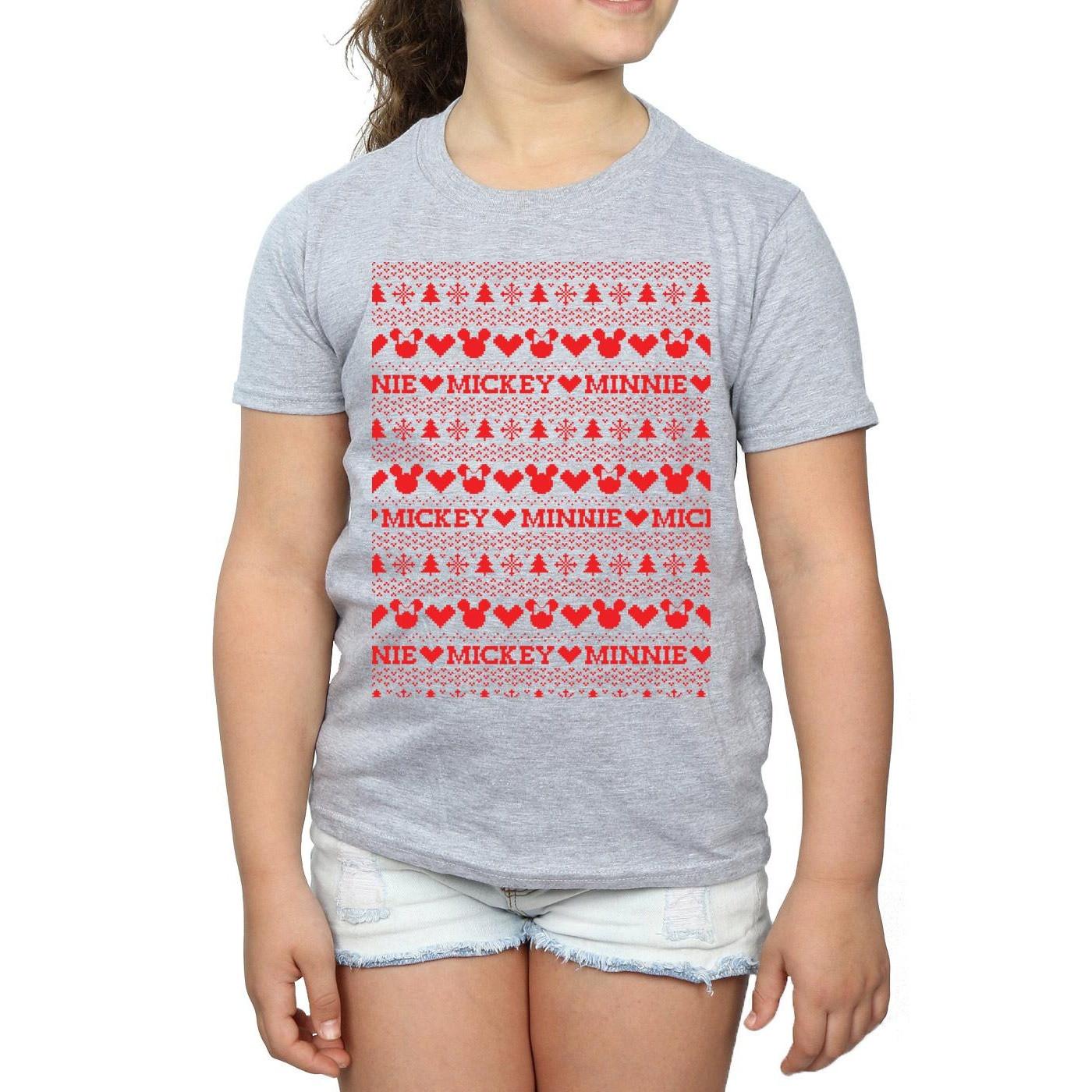 Disney  Mickey And Minnie Christmas Fair Isle TShirt 