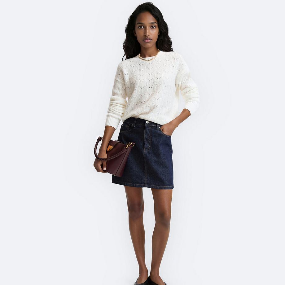 La Redoute Collections Pull col rond en maille torsadée ajourée  