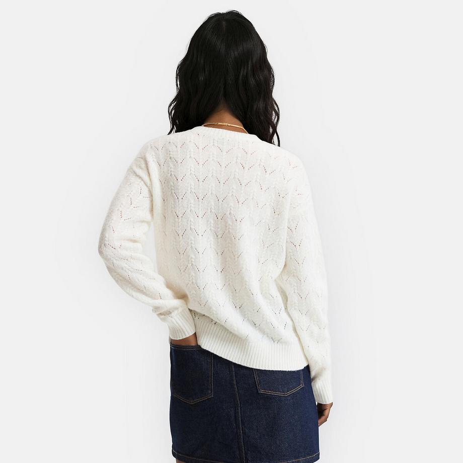 La Redoute Collections Pull col rond en maille torsadée ajourée  