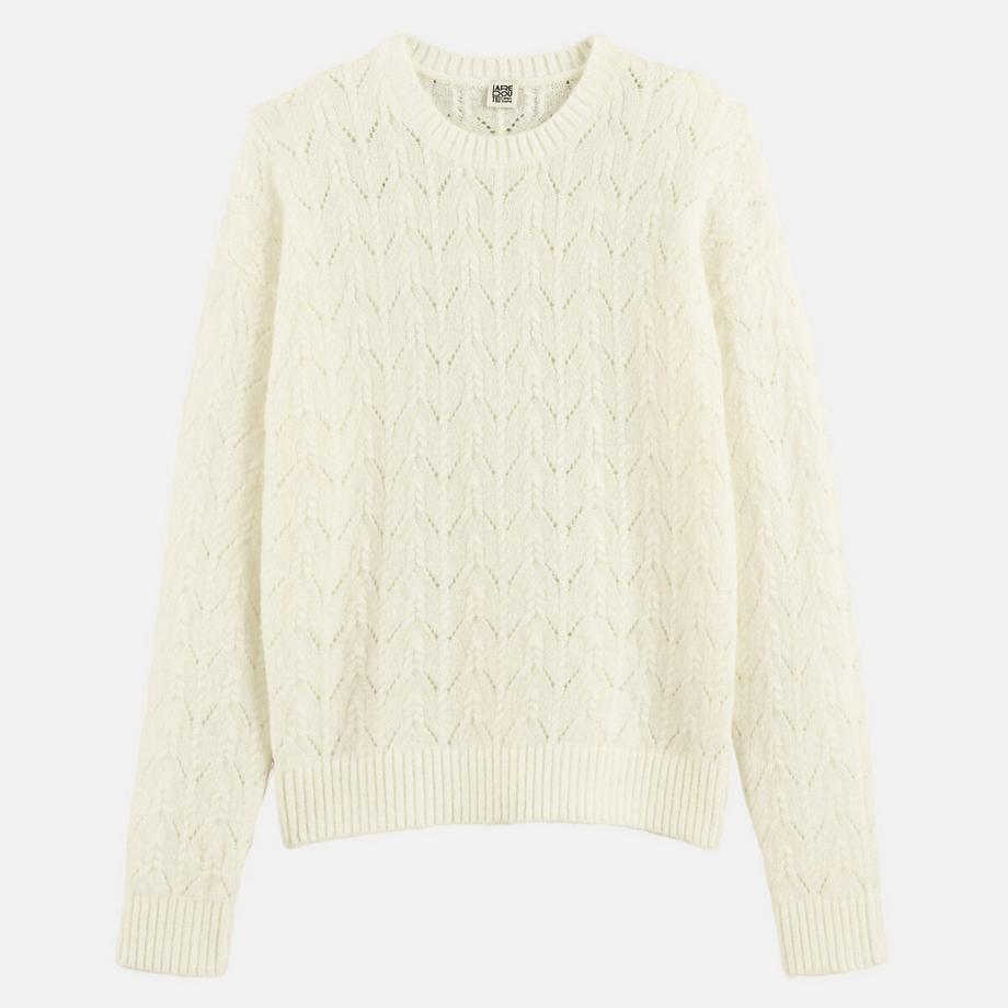 La Redoute Collections Pull col rond en maille torsadée ajourée  